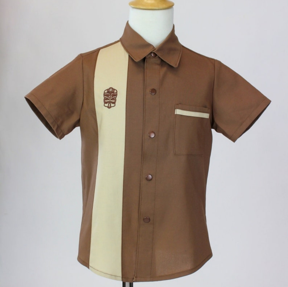 Boy's Bowler Tiki Brown Retro Top